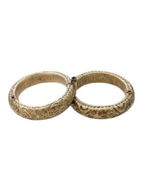 Handmade Dokra Tribal Bangles Set of 2 | Hinged Brass | India
